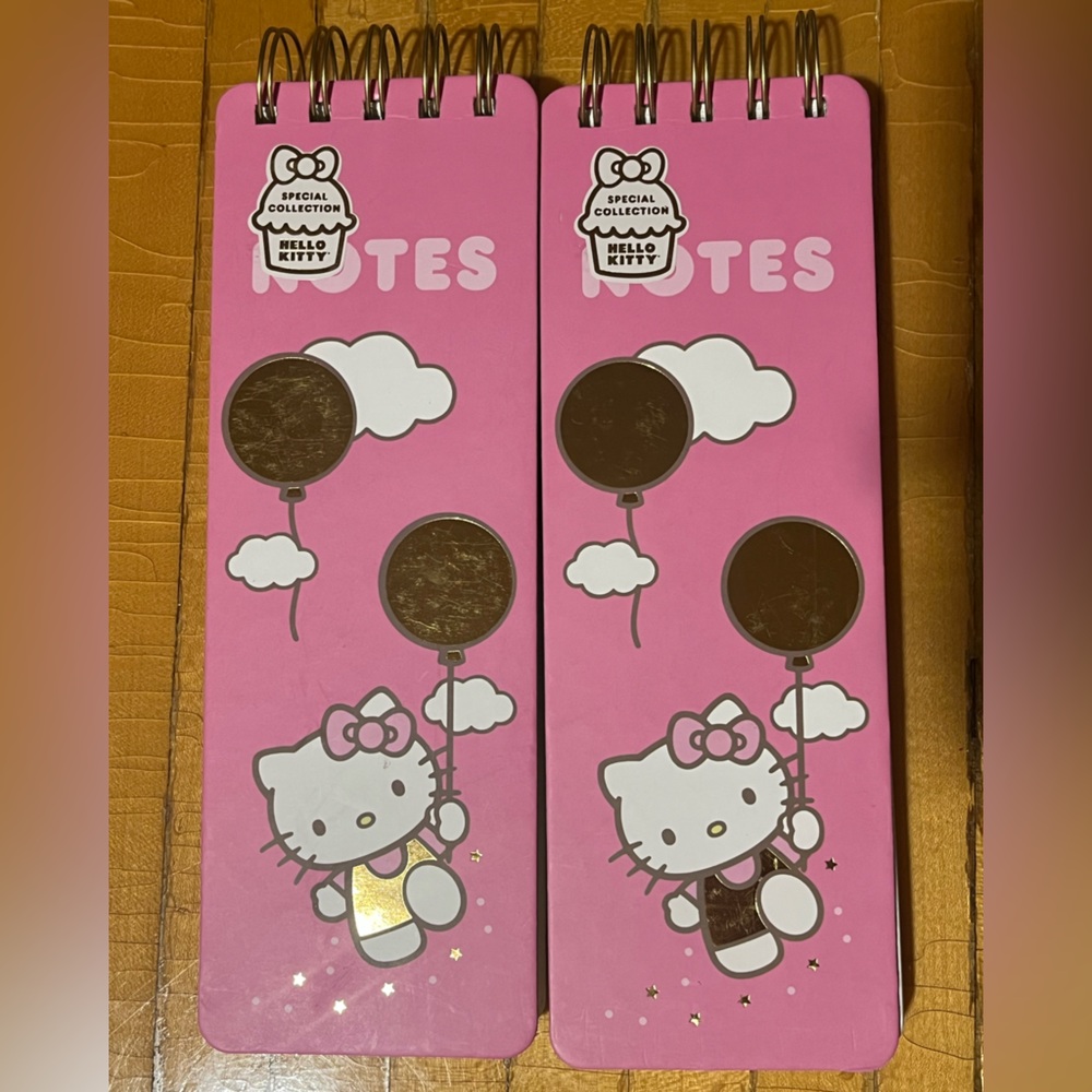 Hello Kitty Pink and Gold Balloons Rectangular Ring Notepad Set NEW NWT